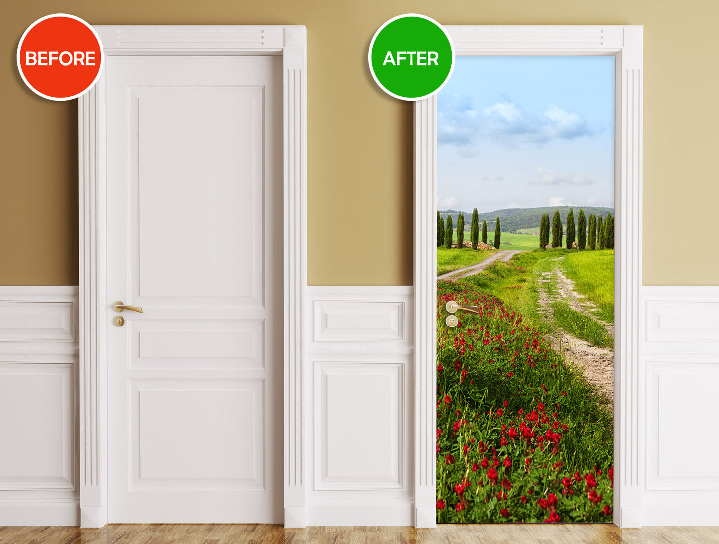 Italian landscape door mural