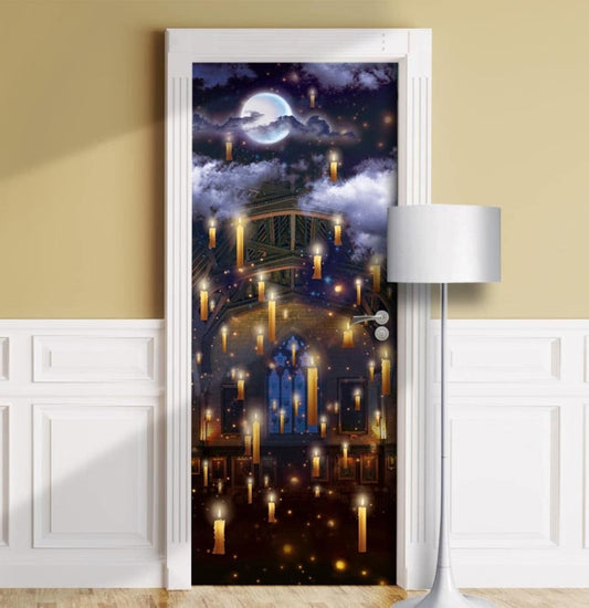 Floating Candles in Great Hall door cover. Potterheads decor.