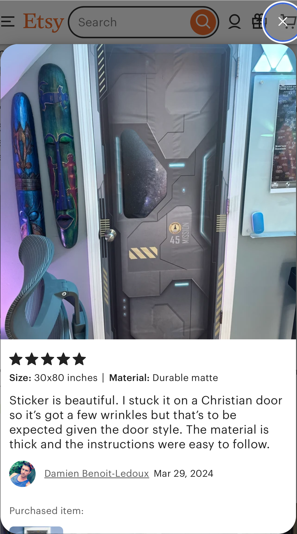 Futuristic door cover for man cave