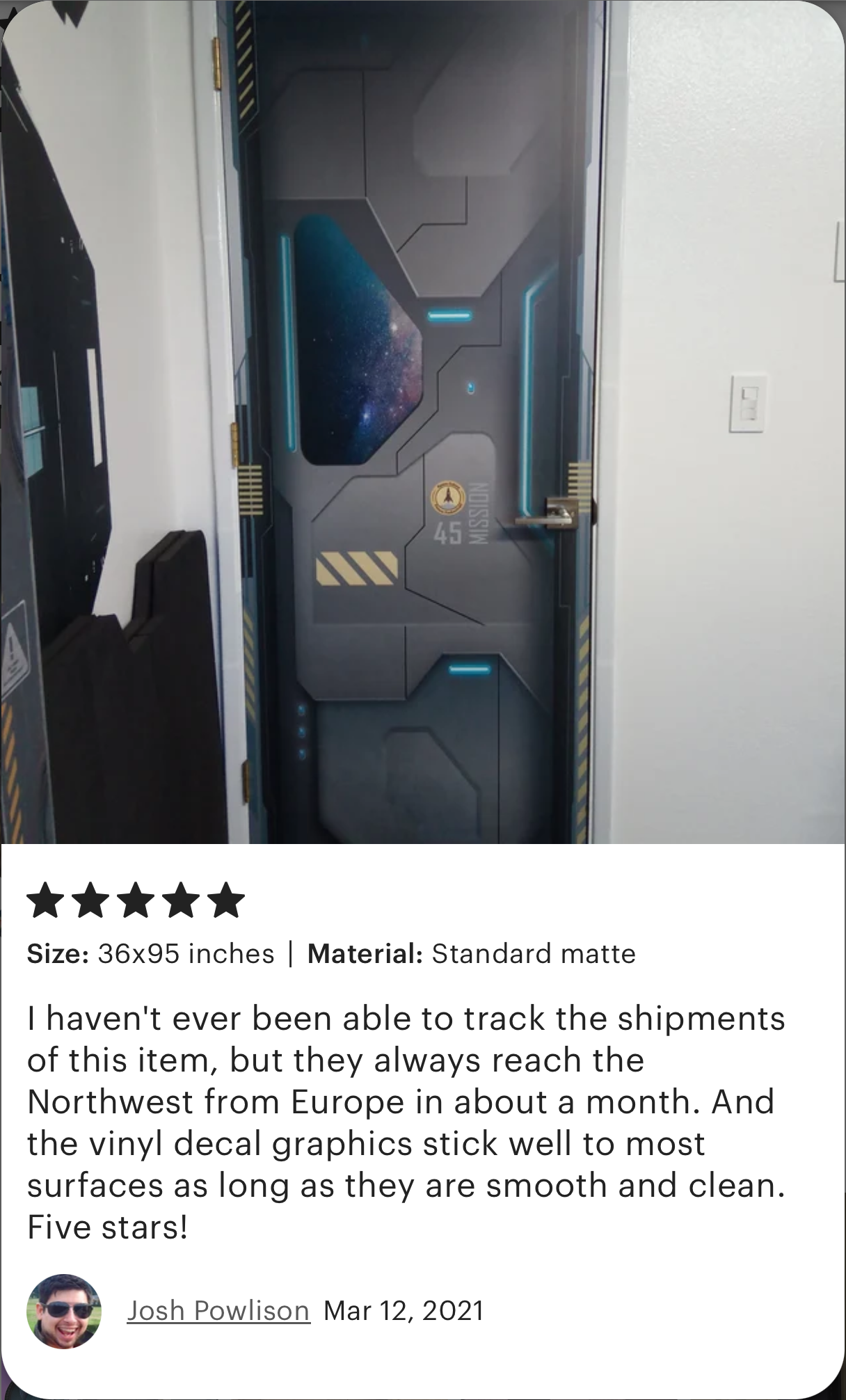 Spaceship Airlock, Futuristic Gateway door mural, self-adhesive, single piece