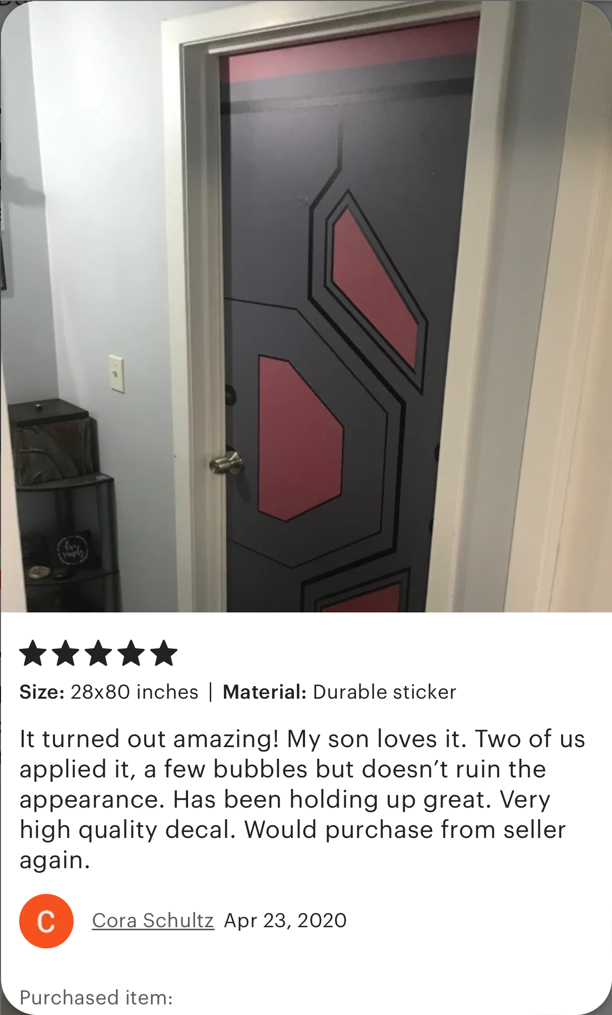 Futuristic Starship door sticker mural, self-adhesive, single piece