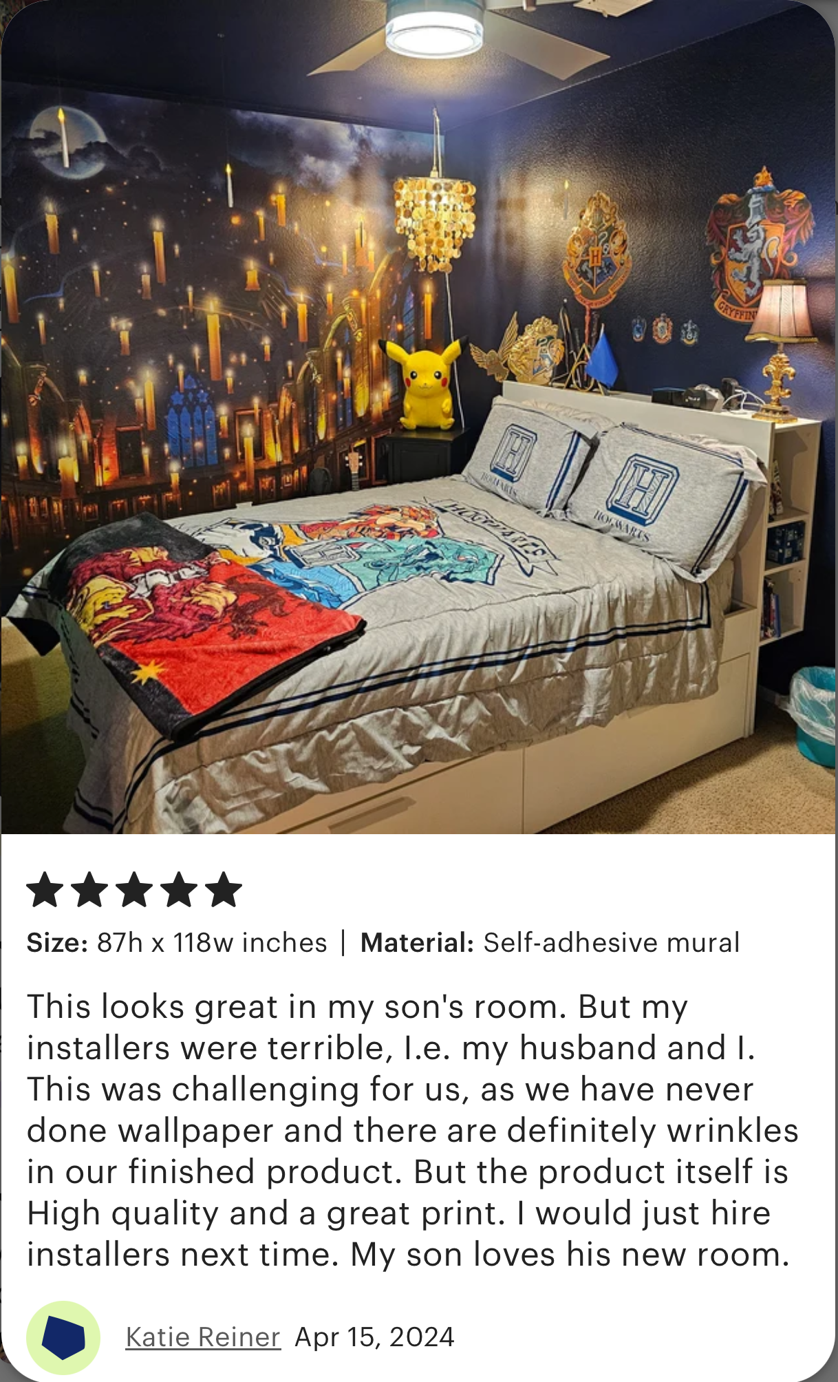 Great Hall With Floating Candles, Castle Wall Mural. Decal, Wallpaper, Tapestry.