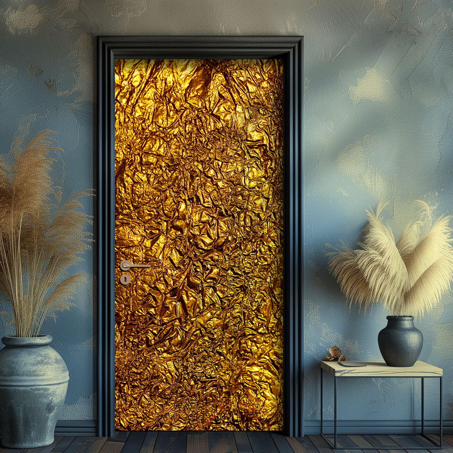 Door sticker with gold pattern, wrap, cover. 1 piece, self-adhesive