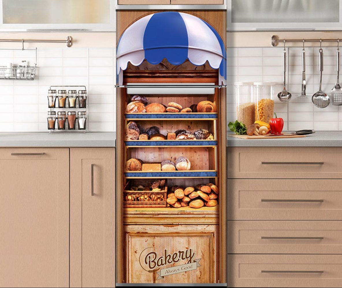 Bakery Shop Fridge Wrap, Refrigerator Sticker Decal. Laminated Cover. Peel n Stick. Single Piece