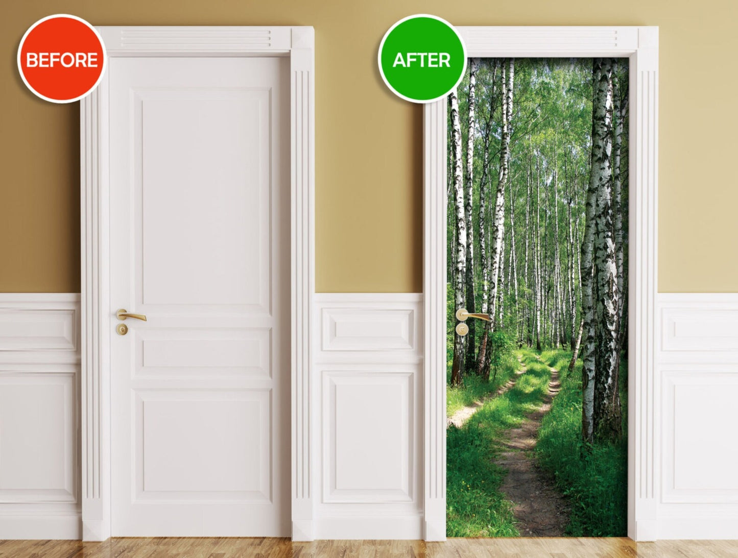 Birches door cover - dementia door wraps