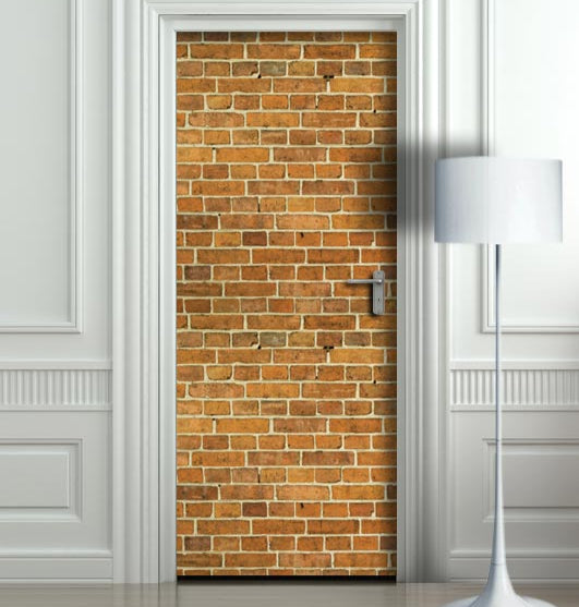 Imitation of a brick wall. Door wrap