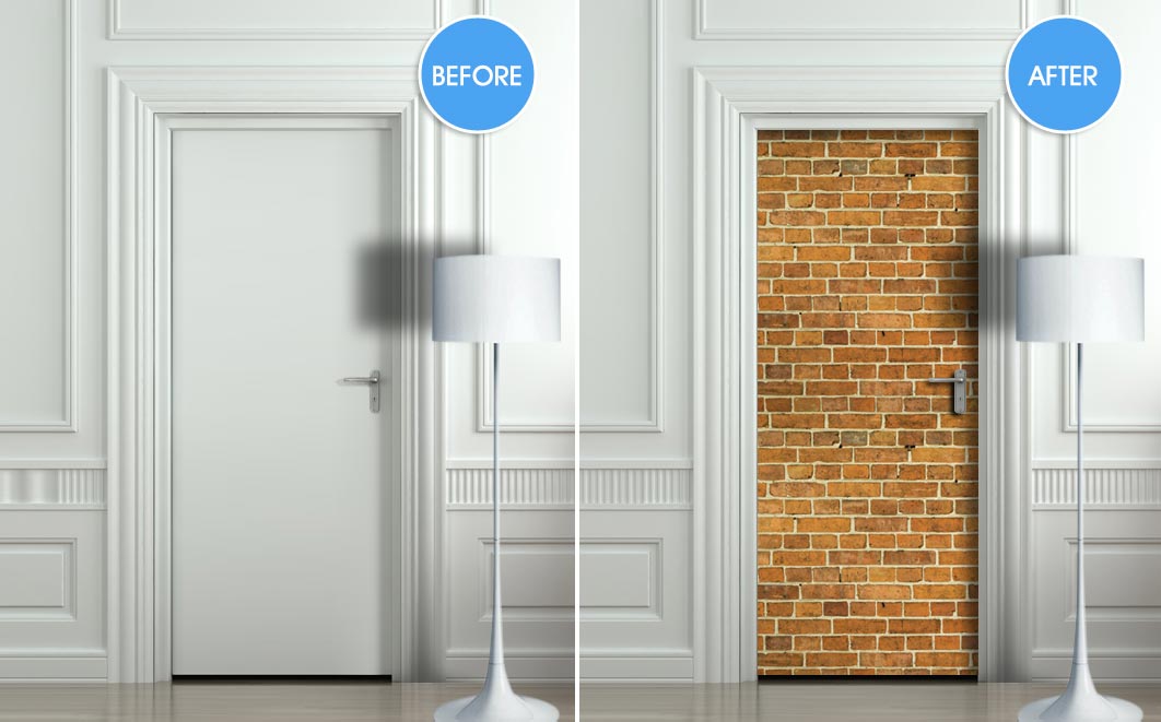 Brick wall - door sticker mural, self-adhesive, single piece