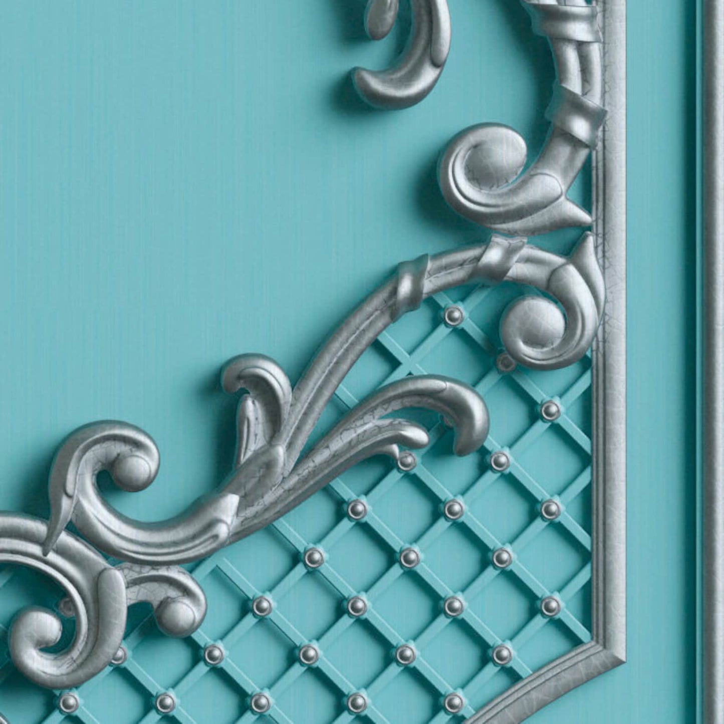 Door murals for dementia units. Classic door sticker wrap. Glamour Turquoise. Single piece