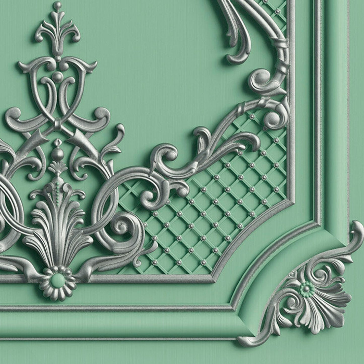 Classic door sticker mural. Glamour green. Single piece