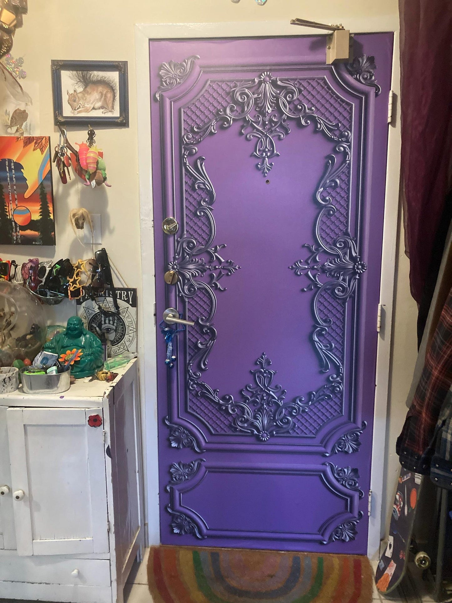 Classic door sticker mural. Glamour Purple. Single piece