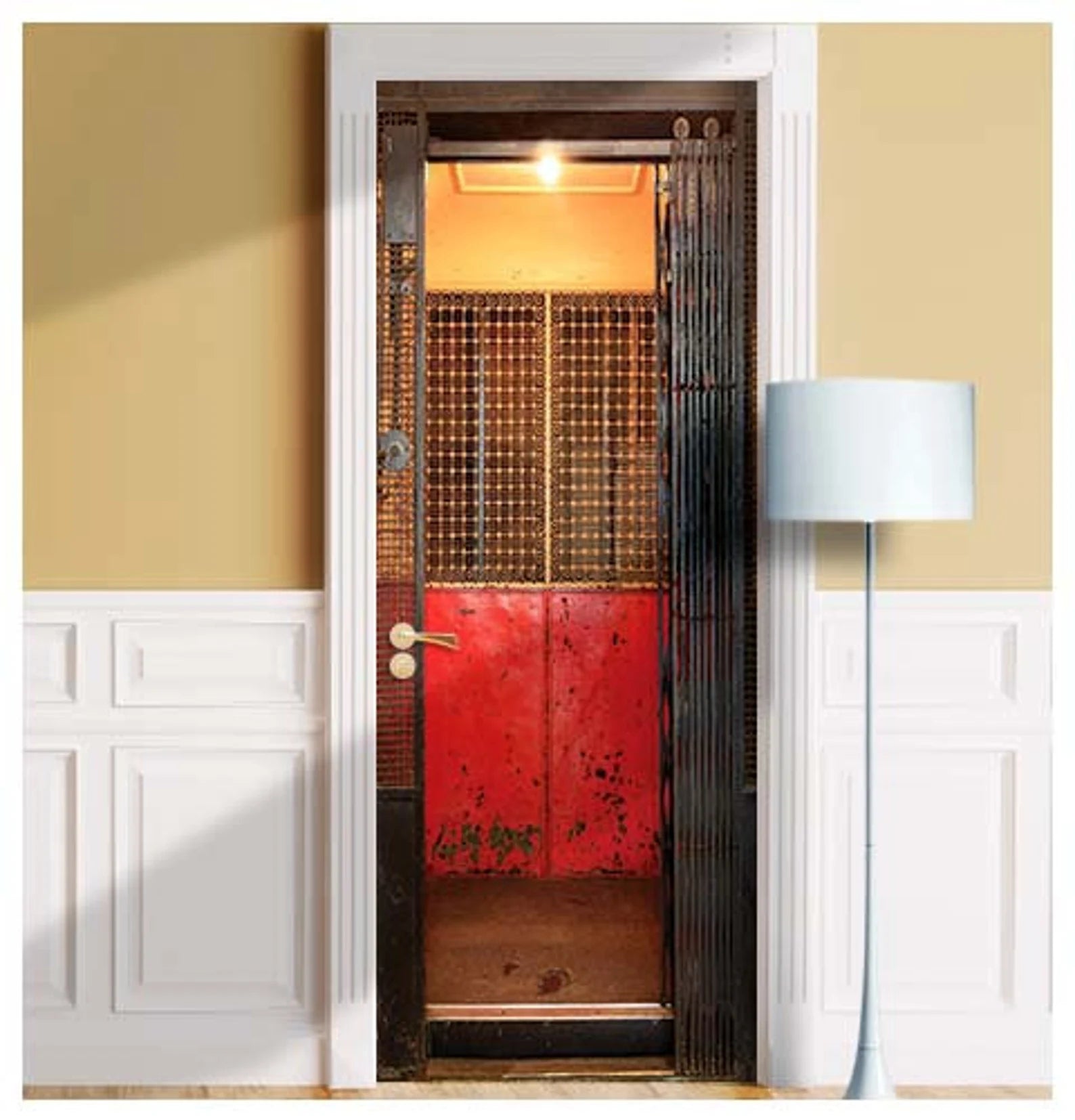 Retro Grate Elevator door wrap, sticker mural