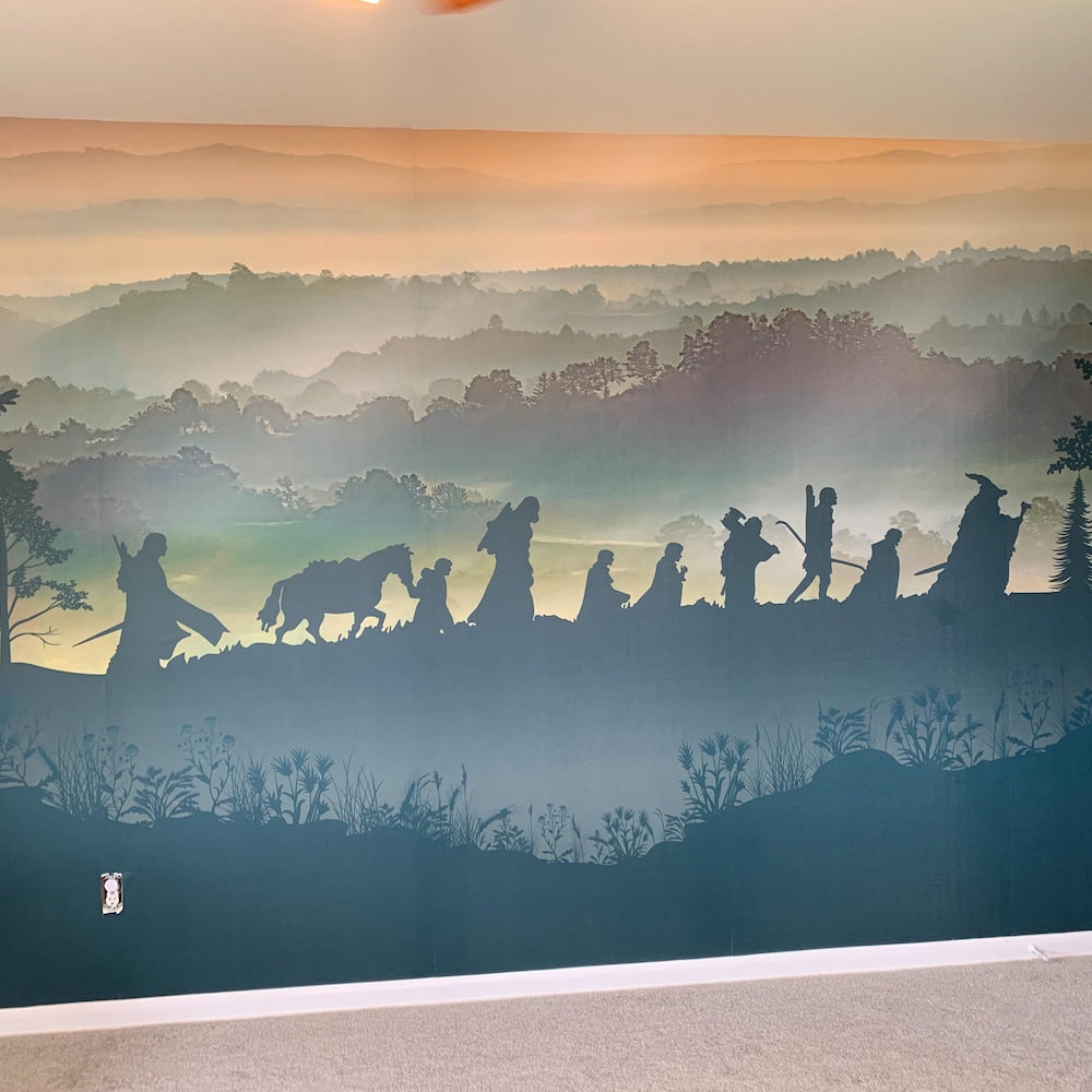 Walking Fellowship wall mural decal, Wallpaper. Hanging murals for walls. Pastel palette