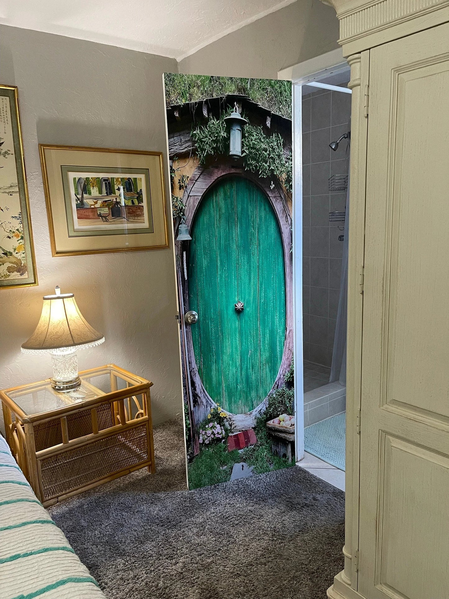 Fairy hobbit door mural, self-adhesive, single piece