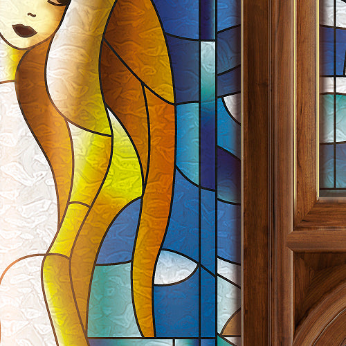 Stained glass mermaid window