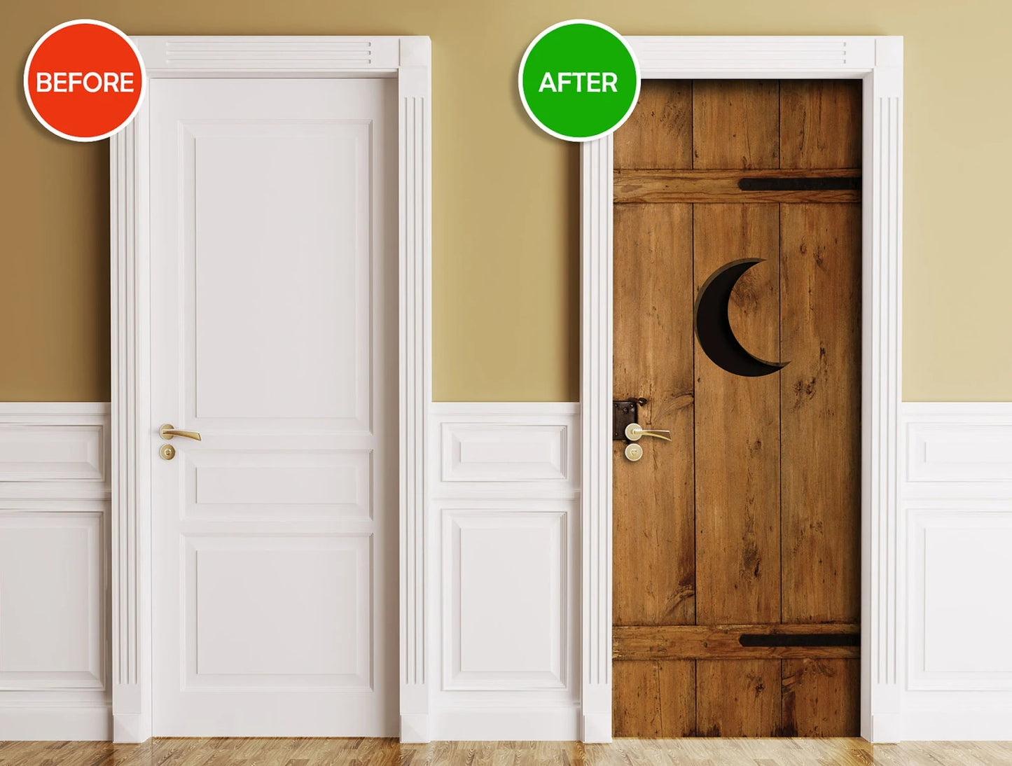 Bathroom door sticker mural