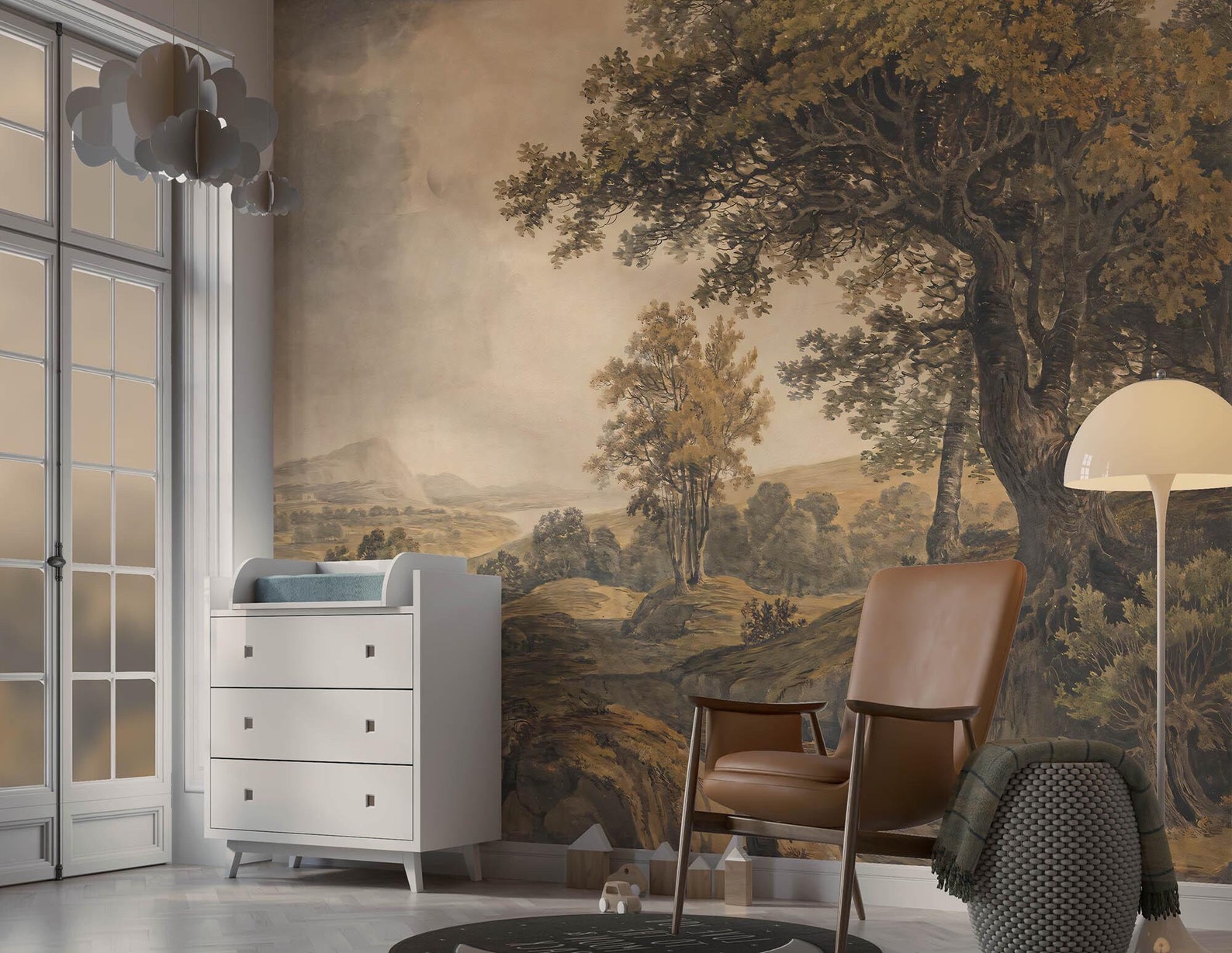 Landscape mural, European classical painting