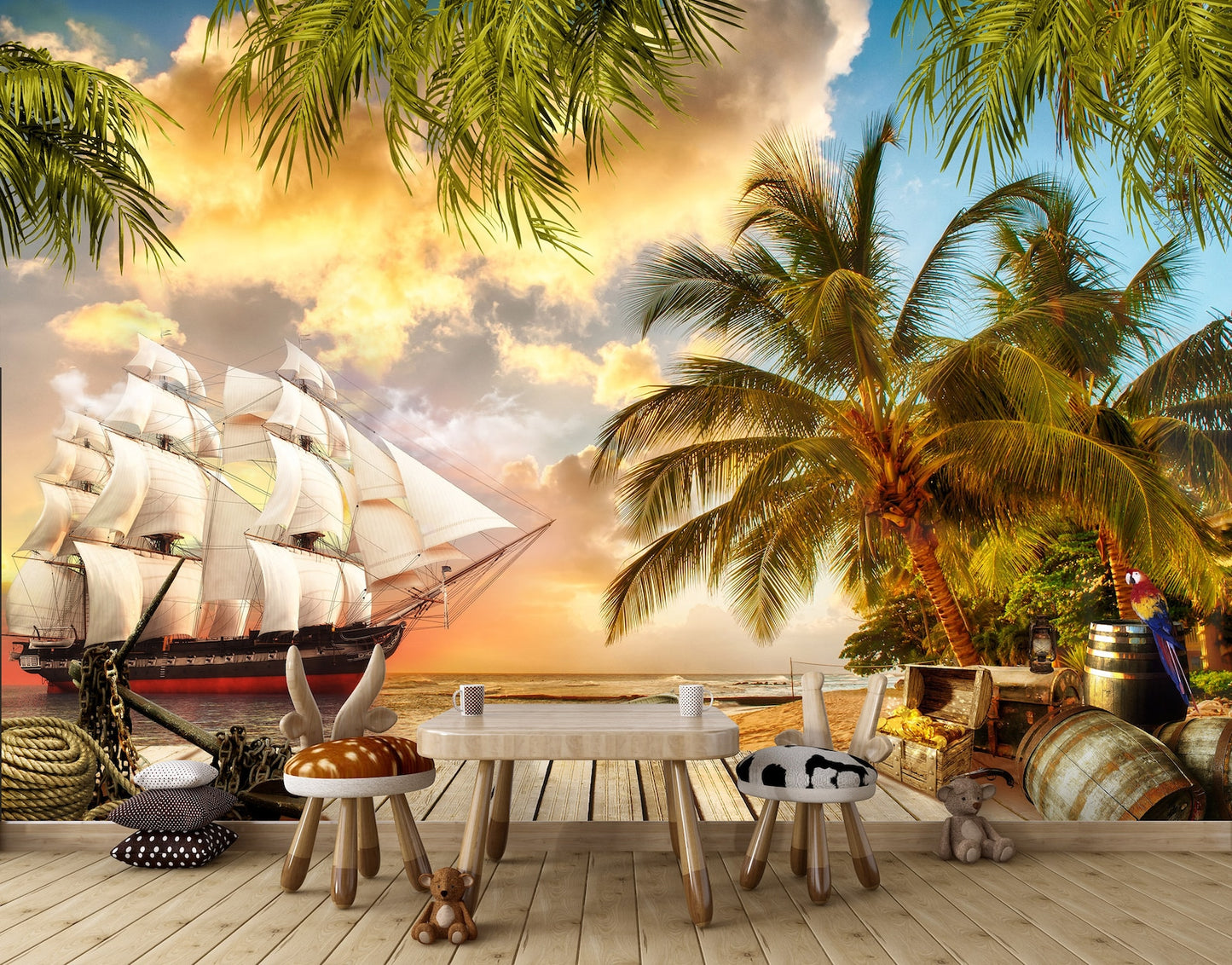 Sailboat wallpaper for walls, Pirates - Decal, Mural, Tapestry