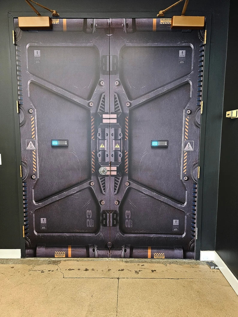 Double Door Murals - Futuristic Shielded Entrance