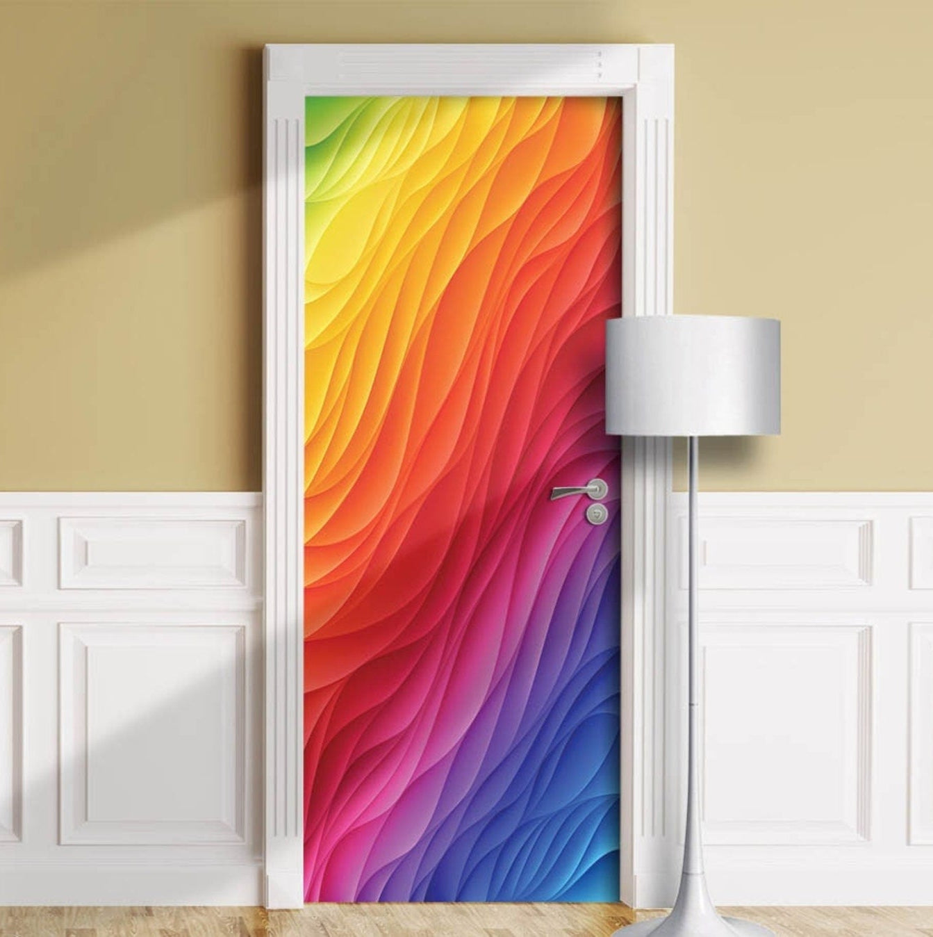 Rainbow glass door wrap