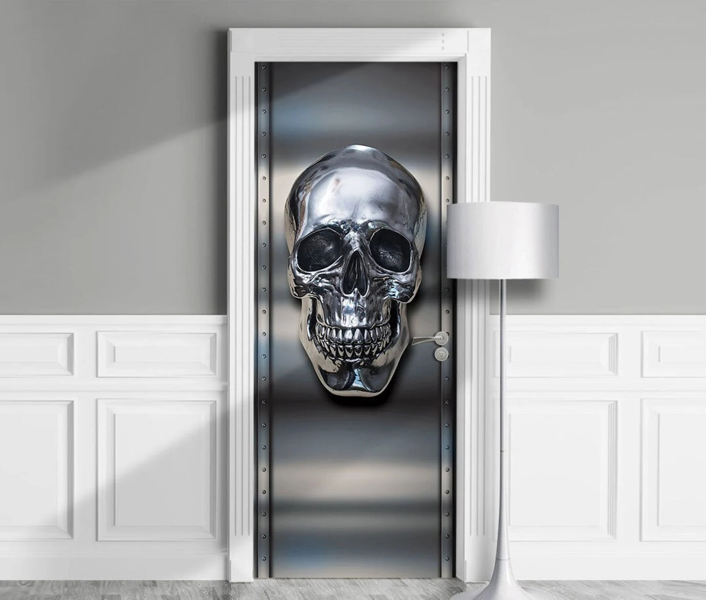 Iron skull door sticker mural