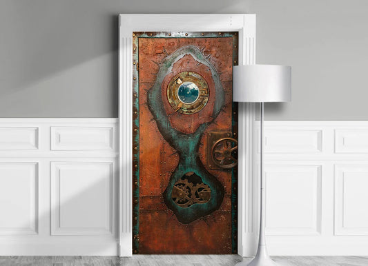 Steampunk Leather Portal, Illuminator door sticker mural