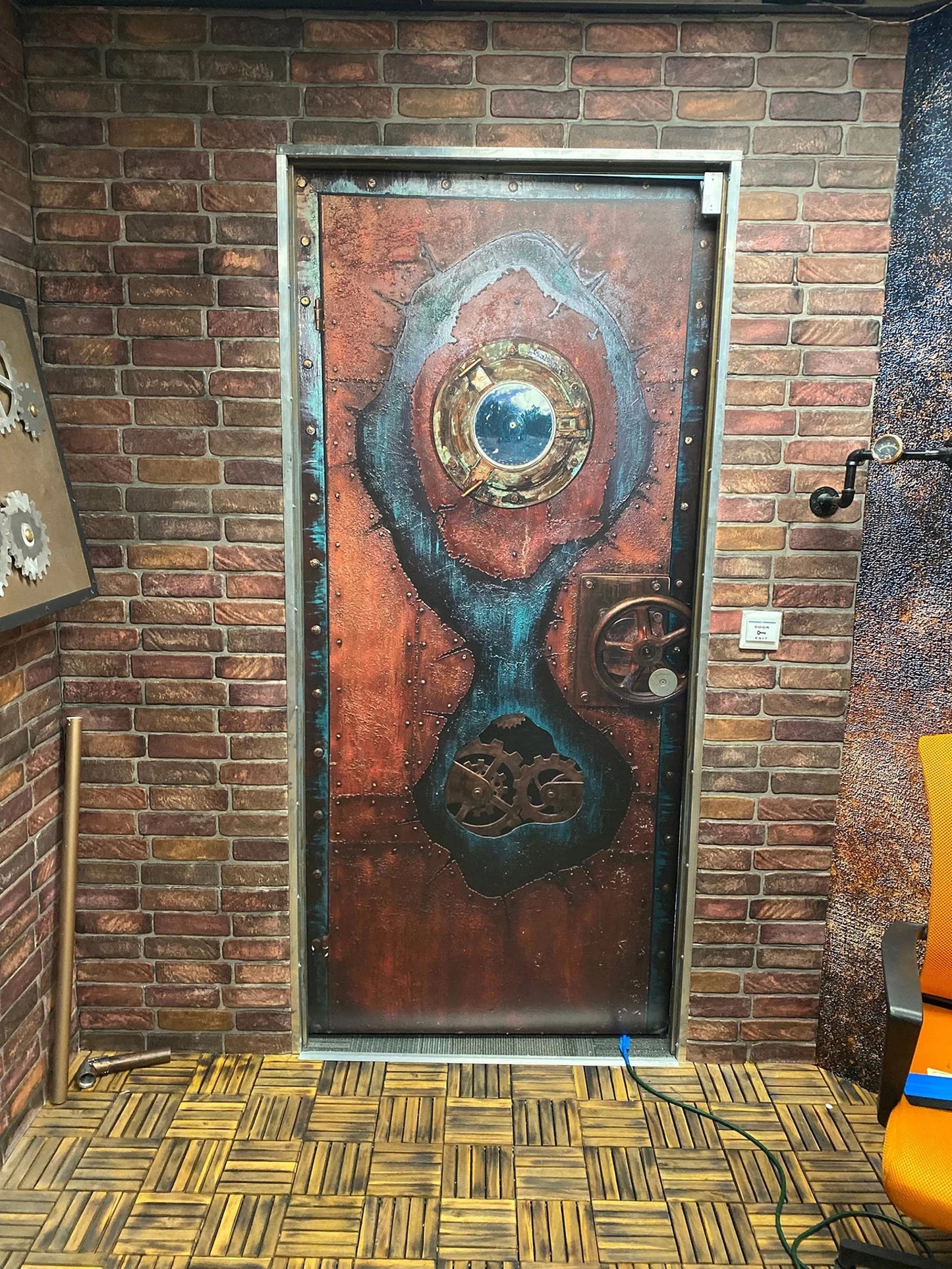 Steampunk door sticker mural