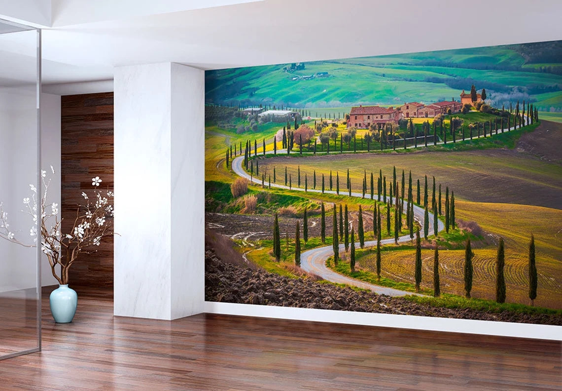 Italian landscape. Tuscan wall decals - Care Home Wallpaper