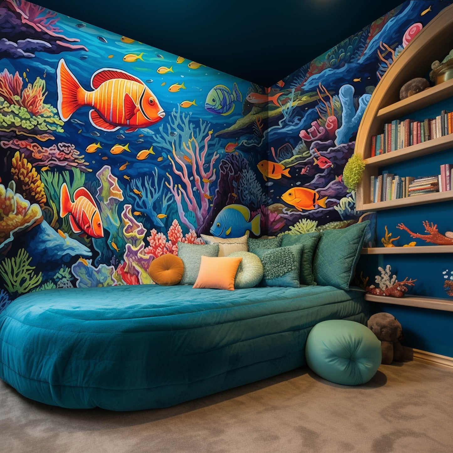Underwater wall mural, daycare wall art