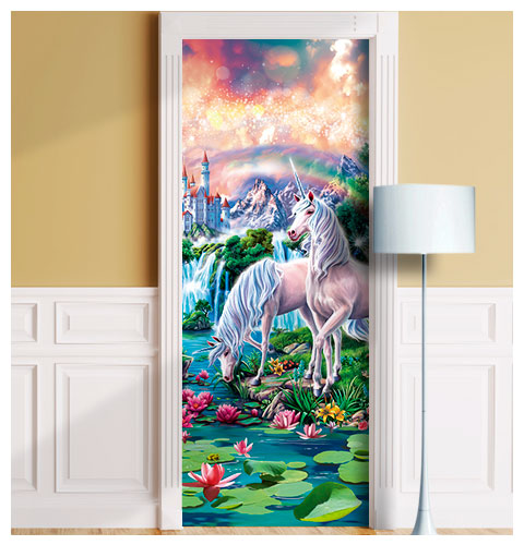 Magic Unicorn, Fantasy Forest, full door sticker mural
