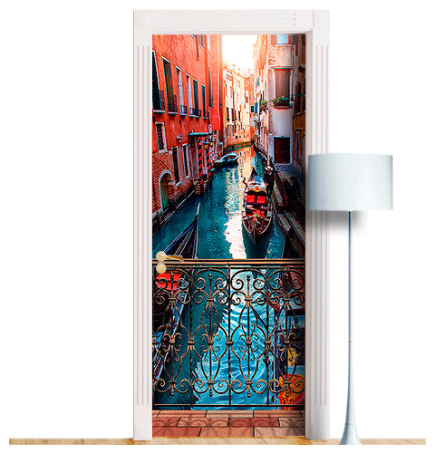 Venice Bridge door sticker mural. Italian theme for decor.