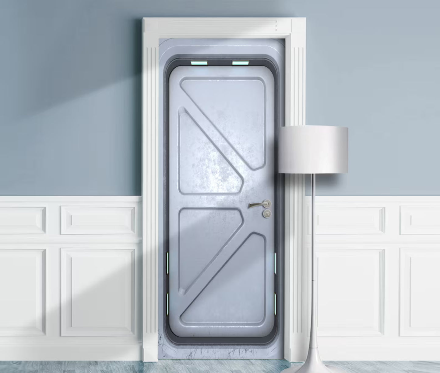 Metal Sci-Fi Door Mural - Armored Bunker, Starship Airlock, interior door stickers