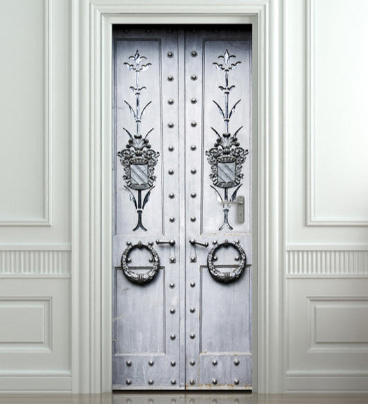 Grey Metal Gates, Castle Entrance Door Sticker