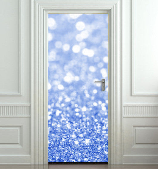 Bling glitter sparks blue sparks shimmer door mural