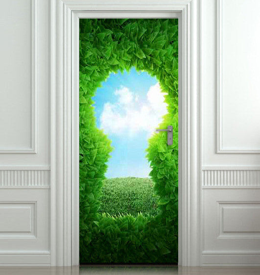 Door wall sticker forest green keyhole wanderland self-adhesive poster, mural, decole, film 30"x79" (77x200 cm) - Pulaton stickers and posters
- 1