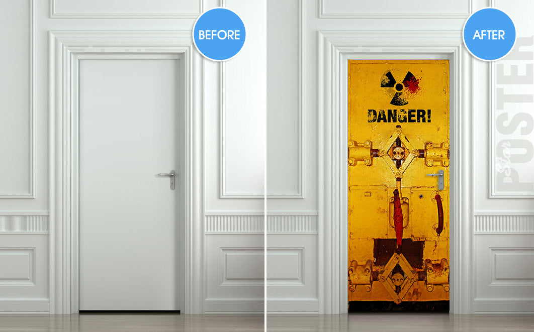 Door STICKER danger laboratory safe radiation mural decole film self-adhesive poster 30"x79"(77x200 cm) - Pulaton stickers and posters
 - 2