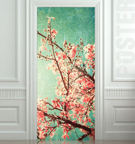Flowering apple tree door mural.