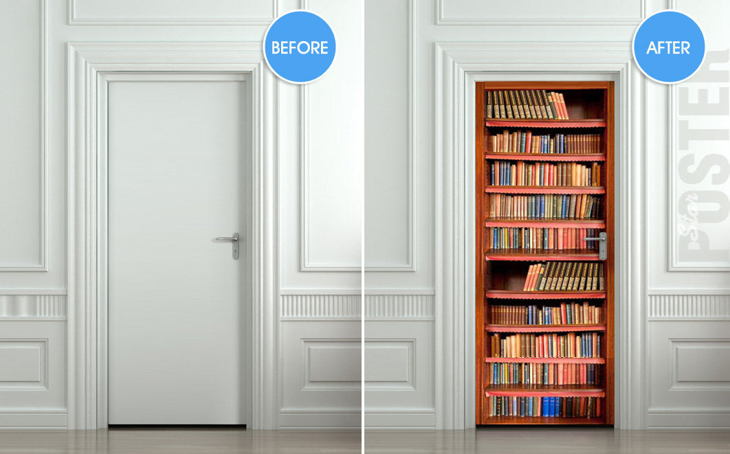 Bookshelves door cover sticker