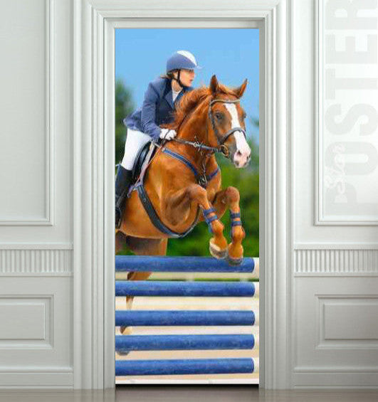 Equestrian Door Sticker - horse, horseman, jockey, rider, jockey, race