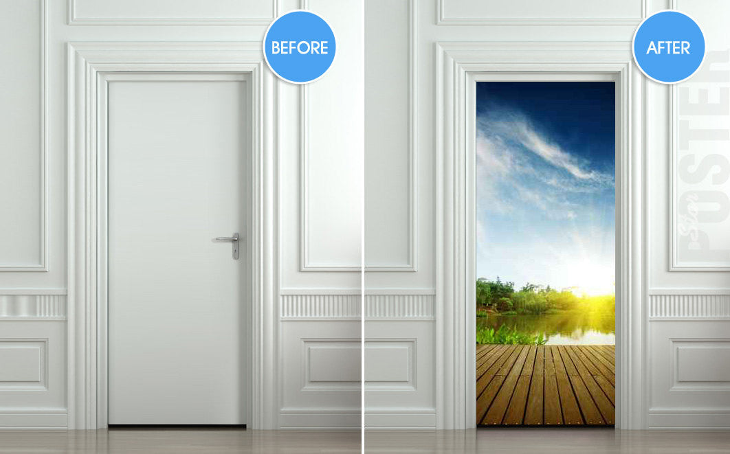 Door STICKER natural resources landscape river fishing mural decole film self-adhesive poster 30"x79"(77x200 cm) - Pulaton stickers and posters
- 2