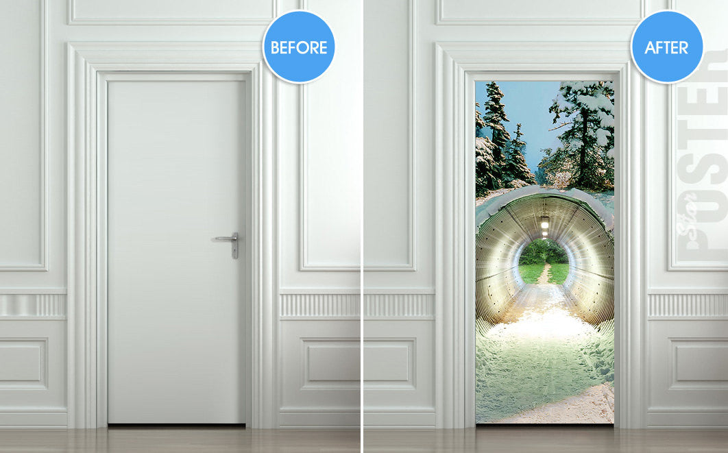 Door STICKER tunnel weather landscape nature fantasy mural decole film self-adhesive poster 30"x79"(77x200 cm) - Pulaton stickers and posters
- 2