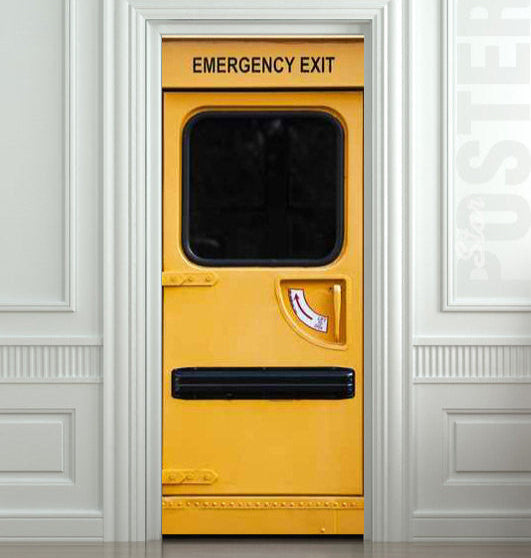 Emergency exit fire station door mural