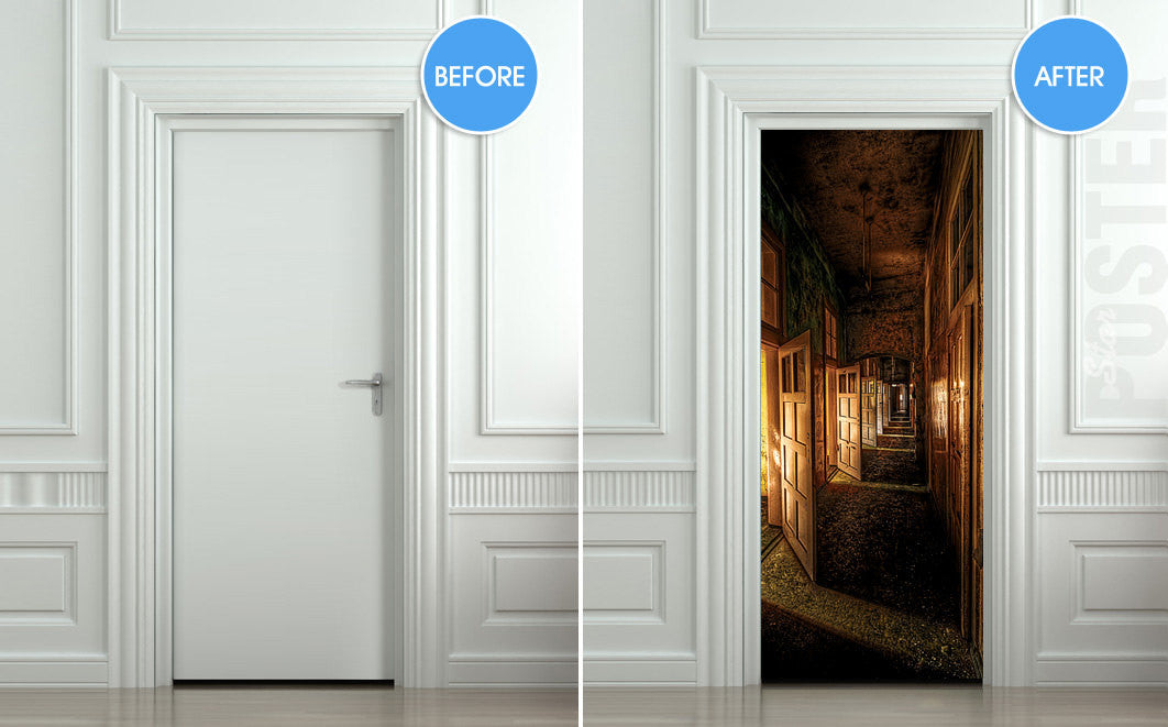 Door STICKER corridor hall hallway entrance mural decole film self-adhesive poster 30"x79"(77x200 cm) - Pulaton stickers and posters
- 2