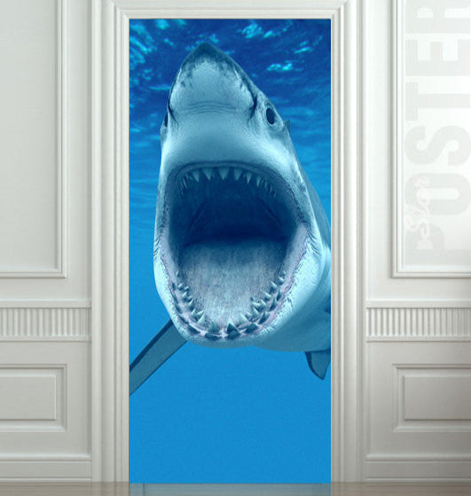 Shark jaws door sticker cover