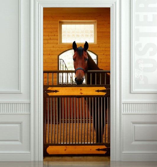 Door STICKER horse race stall mural decole film self-adhesive poster 30"x79"(77x200 cm) - Pulaton stickers and posters
