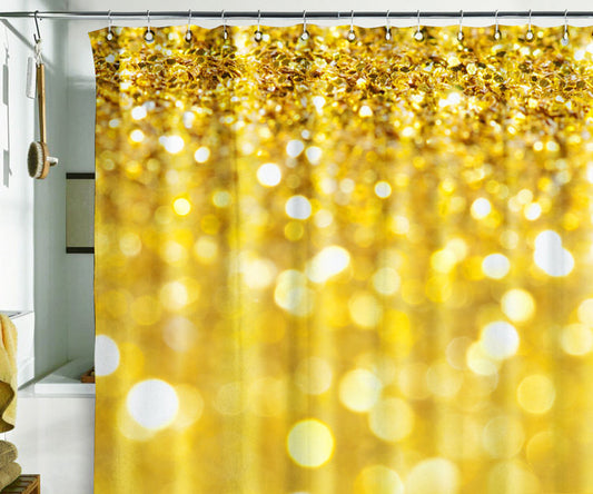Gold Shimmer And Shine Sparks shower curtains