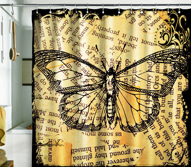 Newspaper Shower Curtain 71"W×74"H (180x188cm)