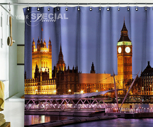 London Big Ben Shower Curtain 71"W×74"H (180x188cm)