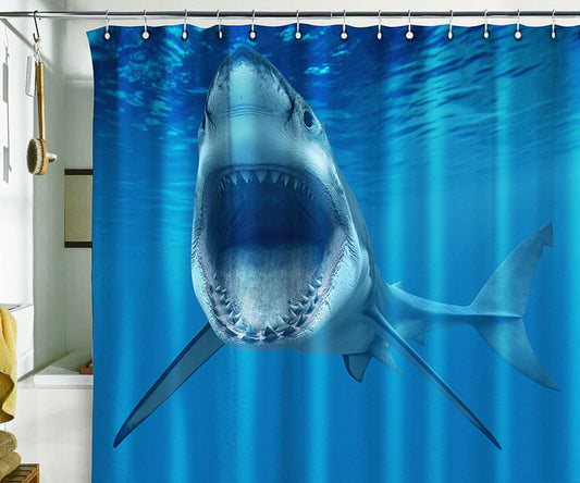 Shark Jaws Shower Curtain 71"W×74"H (180x188cm)