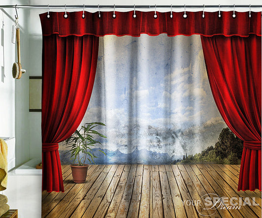 Theater Stage Shower Curtain 71"W×74"H (180x188cm)