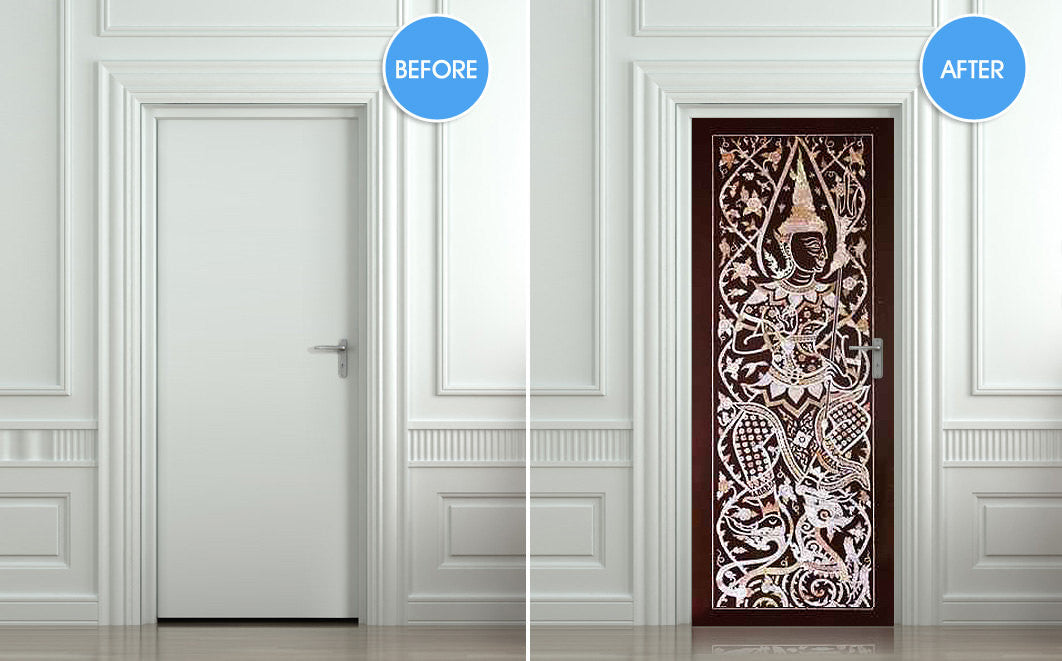 Door STICKER thai art painting man tradition national mural decole film self-adhesive poster 30"x79"(77x200 cm) - Pulaton stickers and posters
- 2